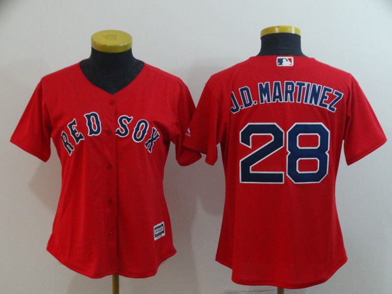 Women Boston Red Sox #28 J.D.Martinez Red Game MLB Jerseys